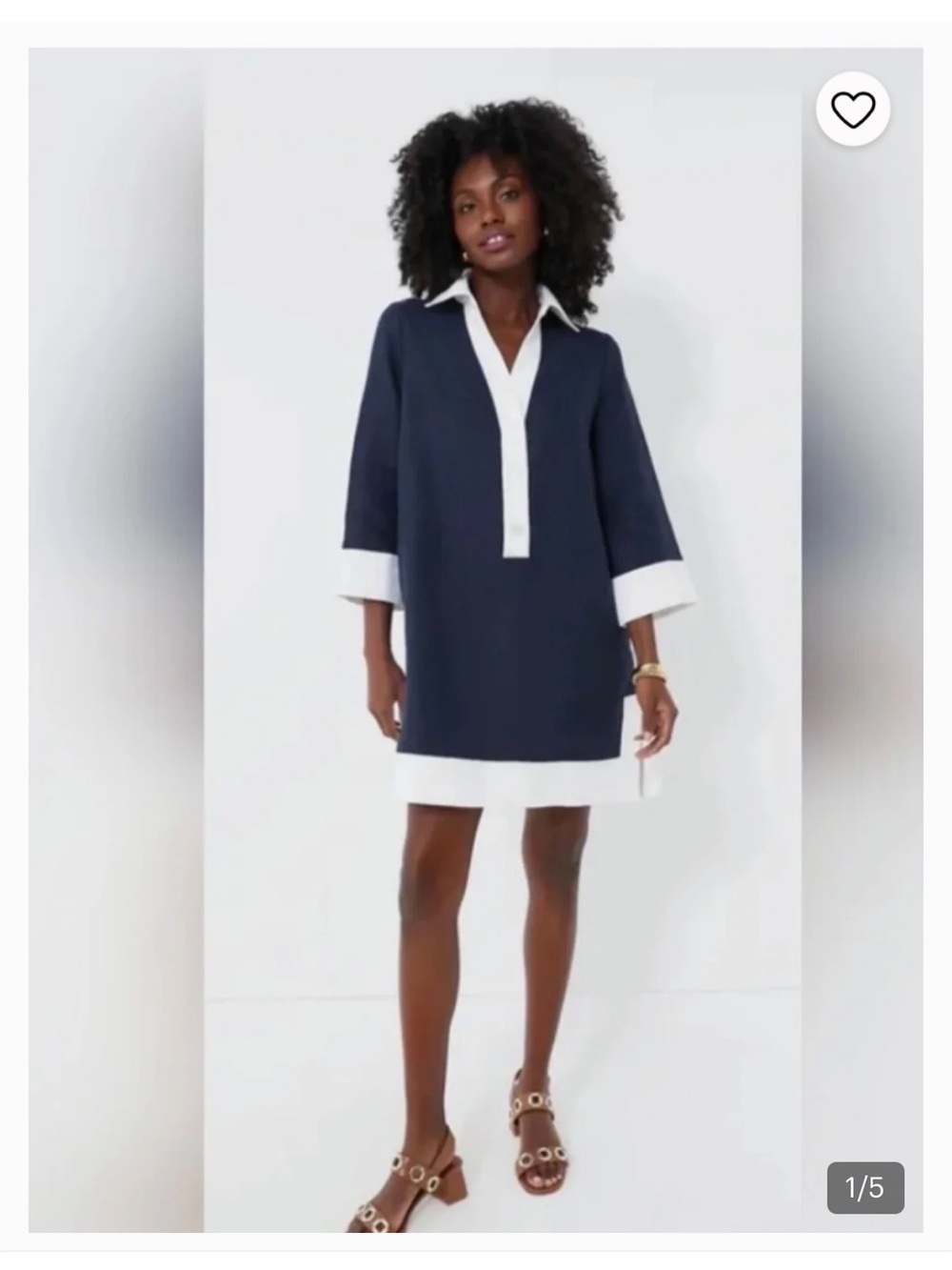 Tuckernuck Collier Dress Navy and White Linen